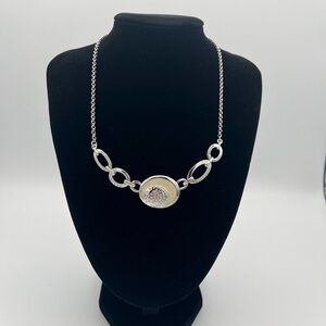 Swarovski Crystal Cluster Necklace Silver-Tone 18" Elegant Designer Sparkle